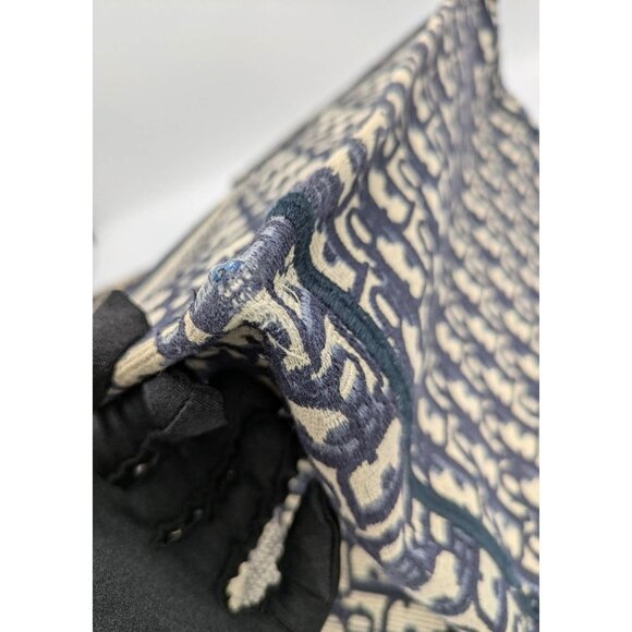 Pre-owned Christian Dior Oblique Embroidery Medium Book Tote Blue - Picture 9 of 12